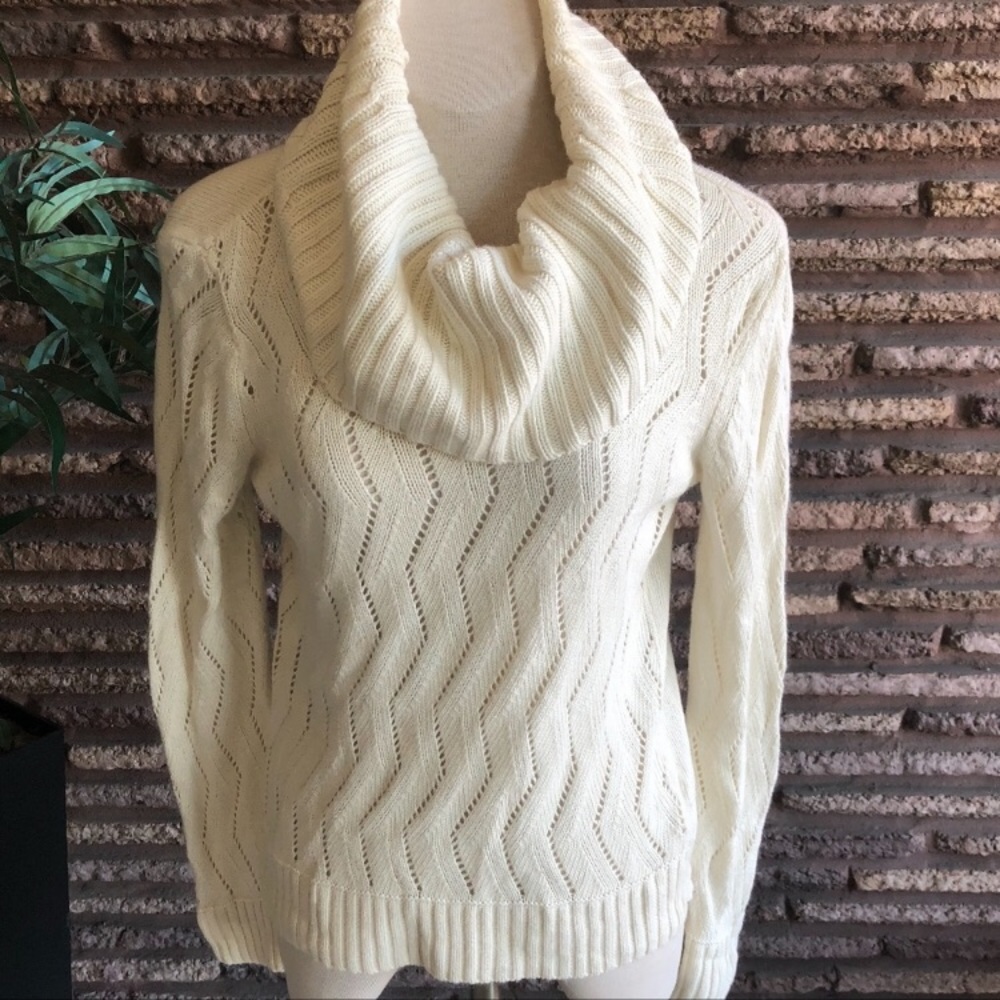 DKNY cream cowl neck sweater